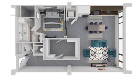 a floor plan of a 1 bedroom apartment
